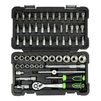 COFFRET À OUTILS DE 59 PIÈCES AVEC DOUILLES 12 PANS 3/8" – FINITION ZINGUÉE