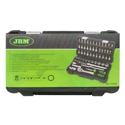 COFFRET À OUTILS DE 59 PIÈCES AVEC DOUILLES 12 PANS 3/8" – FINITION ZINGUÉE