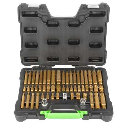 COFFRET D’OUTILS DE 55 PIÈCES AVEC EMBOUTS HEXAGONAUX, 12 PANS ET TORX ET ADAPTATEURS 1/2" ET 3/8"