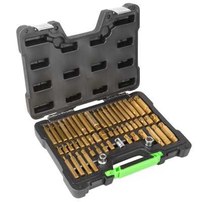 COFFRET D’OUTILS DE 55 PIÈCES AVEC EMBOUTS HEXAGONAUX, 12 PANS ET TORX ET ADAPTATEURS 1/2" ET 3/8"