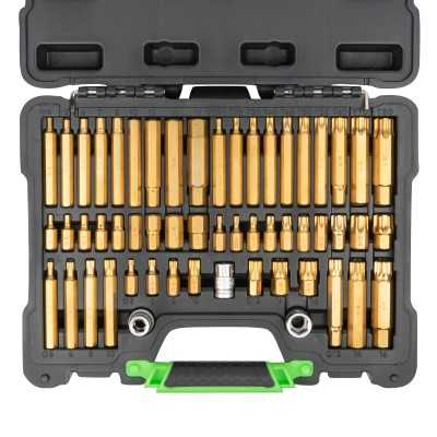 COFFRET D’OUTILS DE 55 PIÈCES AVEC EMBOUTS HEXAGONAUX, 12 PANS ET TORX ET ADAPTATEURS 1/2" ET 3/8"