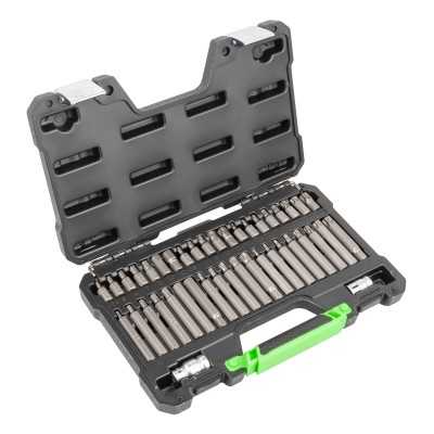 COFFRET D’OUTILS DE 42 PIÈCES AVEC EMBOUTS HEXAGONAUX, 12 PANS ET TORX INVIOLABLES 1/2" ET 3/8"