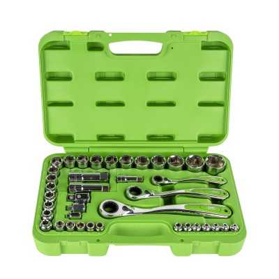 COFFRET GO-THROUGH DE 39 PIÈCES AVEC DOUILLES 1/2", 1/4" ET 3/2" – FINITION CHROMÉE