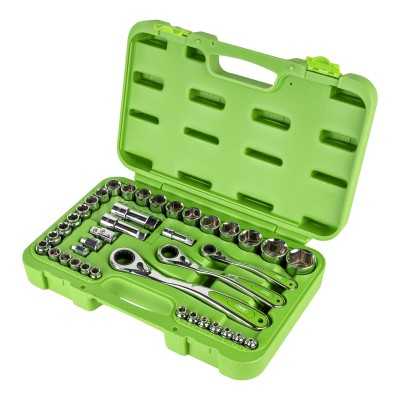 COFFRET GO-THROUGH DE 39 PIÈCES AVEC DOUILLES 1/2", 1/4" ET 3/2" – FINITION CHROMÉE