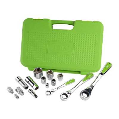 COFFRET GO-THROUGH DE 39 PIÈCES AVEC DOUILLES 1/2", 1/4" ET 3/2" – FINITION CHROMÉE
