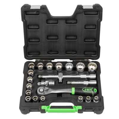 COFFRET À OUTILS DE 22 PIÈCES AVEC DOUILLES 12 PANS 1/2" – FINITION ZINGUÉE