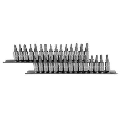 SET DE 30 EMBOUTS PHILLIPS, PLAT, ALLEN, TORX ET TORX INVIOLABLES AVEC DOUILLE 1/4"