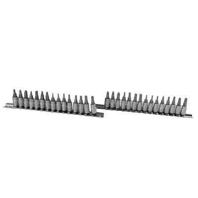 SET DE 30 EMBOUTS PHILLIPS, PLAT, ALLEN, TORX ET TORX INVIOLABLES AVEC DOUILLE 1/4"