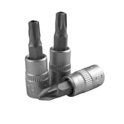 SET DE 30 EMBOUTS PHILLIPS, PLAT, ALLEN, TORX ET TORX INVIOLABLES AVEC DOUILLE 1/4"