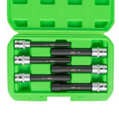 SET DE 6 DOUILLES TORX TYPE E EXTRA LONGUES 1/2" – FINITION ZINGUÉE