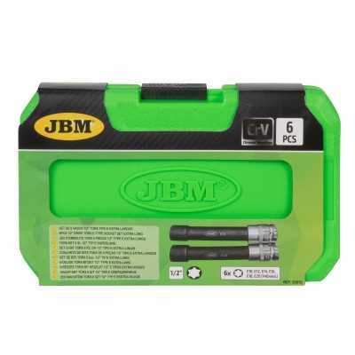 SET DE 6 DOUILLES TORX TYPE E EXTRA LONGUES 1/2" – FINITION ZINGUÉE