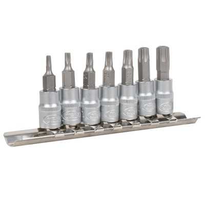 SET DE 7 EMBOUTS TORX INVIOLABLES AVEC DOUILLE 1/4"