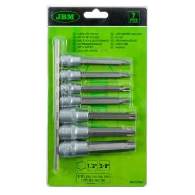 SET DE 7 EMBOUTS TORX AVEC DOUILLES 3/8" ET 1/2"