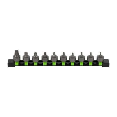 SET DE 10 EMBOUTS TORX COURTS AVEC DOUILLE 3/8"