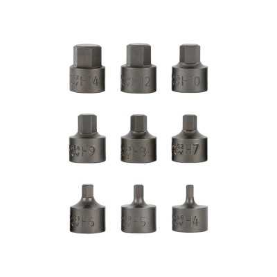 SET DE 9 EMBOUTS ALLEN COURTS AVEC DOUILLE 3/8"
