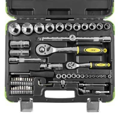 COFFRET À OUTILS DE 60 PIÈCES AVEC DOUILLES SPLINE 1/2" ET 1/4" – FINITION CHROMÉE