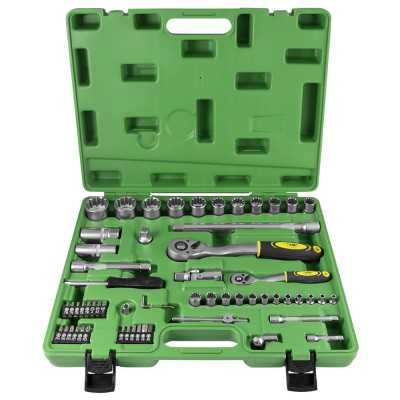 COFFRET À OUTILS DE 60 PIÈCES AVEC DOUILLES SPLINE 1/2" ET 1/4" – FINITION ZINGUÉE