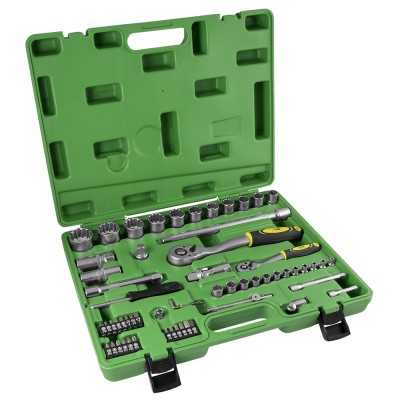COFFRET À OUTILS DE 60 PIÈCES AVEC DOUILLES SPLINE 1/2" ET 1/4" – FINITION ZINGUÉE