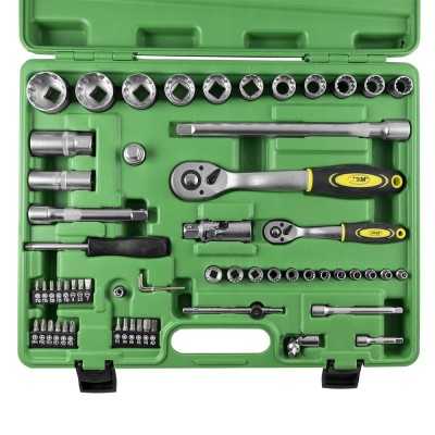COFFRET À OUTILS DE 60 PIÈCES AVEC DOUILLES SPLINE 1/2" ET 1/4" – FINITION ZINGUÉE