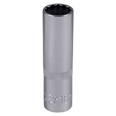 DOUILLE 1/2" 12 PANS 75MM LONG, 16MM, CHROME
