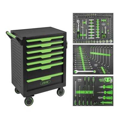 SERVANTE À OUTILS À 7 TIROIRS - VERTE - ÉQUIPÉE