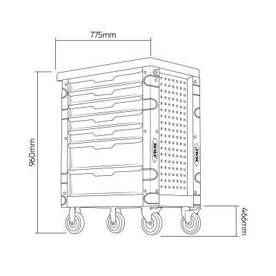 SERVANTE À OUTILS 7 TIROIRS - VERTE - EQUIPÉE