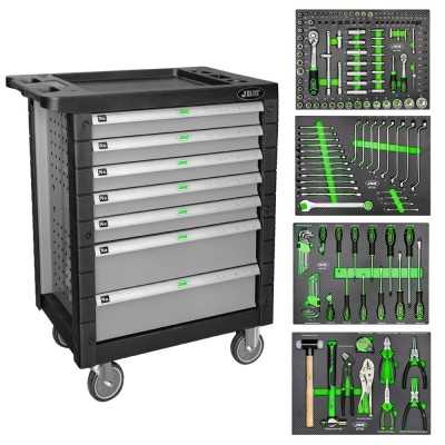SERVANTE À OUTILS 7 TIROIRS - GRISE - EQUIPÉE