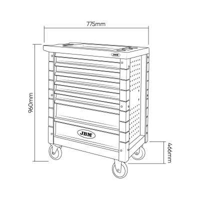 SERVANTE À OUTILS 7 TIROIRS - GRISE - EQUIPÉE
