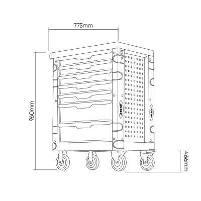 SERVANTE À OUTILS 7 TIROIRS - VERTE - VIDE