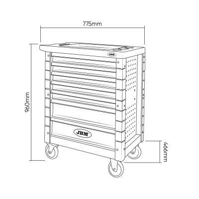 SERVANTE À OUTILS 7 TIROIRS VIDE - ROUGE