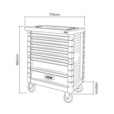 SERVANTE À OUTILS 7 TIROIRS - BLEUE - VIDE
