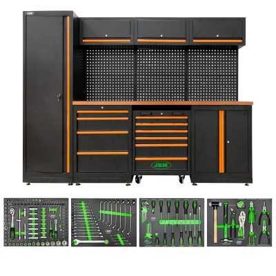 ENSEMBLE DE MEUBLES MODULAIRES POUR GARAGE (18 PCS) - ORANGE