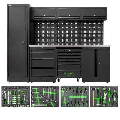 ENSEMBLE DE MEUBLES MODULAIRES POUR GARAGE (18 PIÈCES) - NOIR