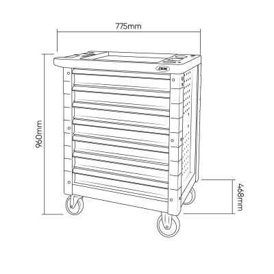 SERVANTE À OUTILS 7 TIROIRS ÉGAUX - VERTE - VIDE