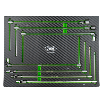 53904 SERVANTE À OUTILS 7 TIROIRS - VERTE - EQUIPÉE + 54481 MODULE DE 7 CLÉS À DOUILLES AVEC MANCHE