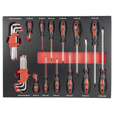 JEU DE 4 MODULES EVA CARBONE POUR OUTILS- ROUGE