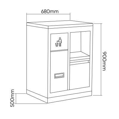 MEUBLE À 3 TIROIRS AVEC PORTE-ROULEAU DE PAPIER - BLEU