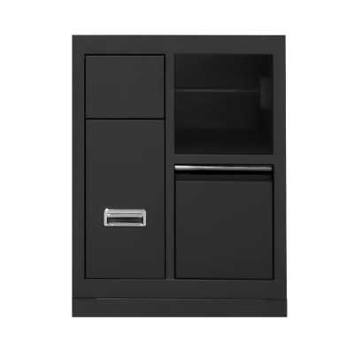 MEUBLE À 3 TIROIRS AVEC PORTE-ROULEAU DE PAPIER - NOIR