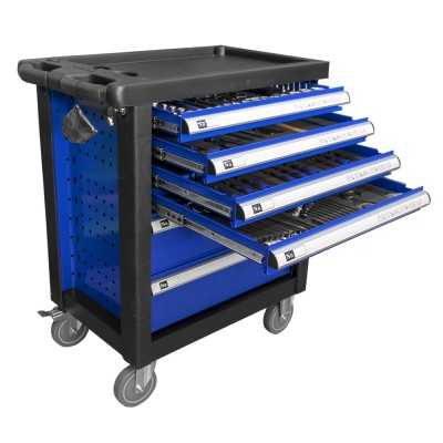 SERVANTE À OUTILS 6 TIROIRS - BLEUE - EQUIPÉE