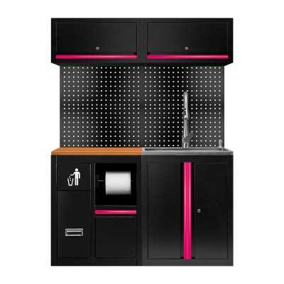ENSEMBLE DE MEUBLES MODULAIRES (13 PCS) - EXTENSION AVEC REF.16493 ET REF.18103 - ROSE