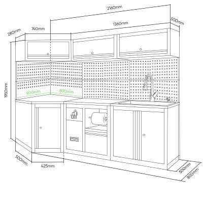 ENSEMBLE DE MEUBLES MODULAIRES (24 PCS) - EXTENSION AVEC REF.16492, REF.16493 ET REF.18103 - JAUNE