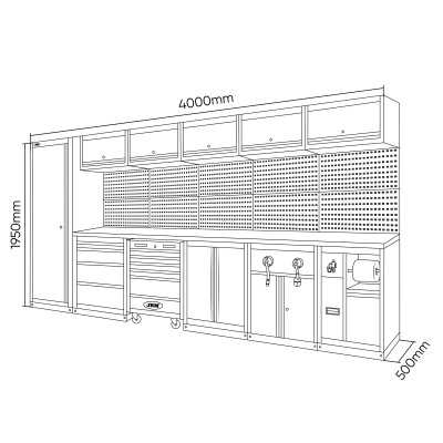 ENSEMBLE DE MEUBLES MODULAIRES (34 PCS) - EXTENSION AVEC SERIE588, RÉF.16493 ET RÉF.18403 - ARGENT
