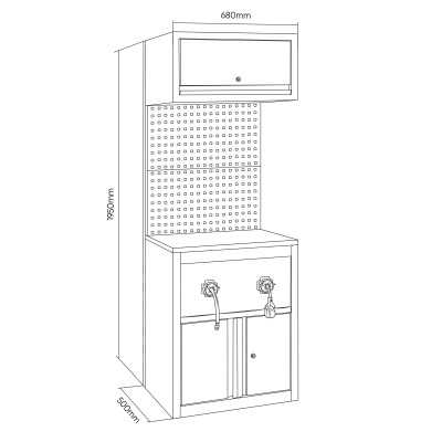 ENSEMBLE DE MEUBLES MODULAIRES (9 PCS) - EXTENSION D’ARMOIRE POUR ENROULEURS (RÉF. 18403) - ARGENT
