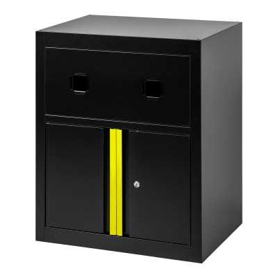 ARMOIRE AVEC ENROULEURS D’AIR COMPRIMÉ ET ÉLECTRIQUE – JAUNE