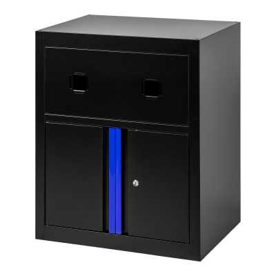 ARMOIRE AVEC ENROULEURS D’AIR COMPRIMÉ ET ÉLECTRIQUE – BLEU