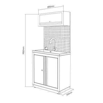ENSEMBLE DE MEUBLES MODULAIRES (6PCS) – EXTENSION D’ARMOIRE AVEC ÉVIER (RÉF.18103) – ROUGE