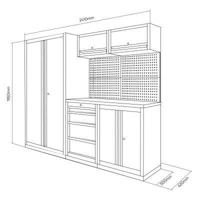 ENSEMBLE DE MEUBLES MODULAIRES (13PCS) - ENSEMBLE AVEC ARMOIRE À DEUX PORTES (RÉF.18105) - NOIR