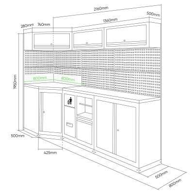 ENSEMBLE DE MEUBLES MODULAIRES (22PCS) - NOIR