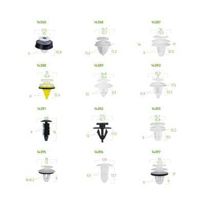 ÉTUI DE CLIPS EN PLASTIQUE POUR PANNEAUX DE PORTE PEUGEOT/CITROËN 93 PCS