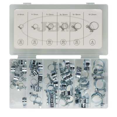 COFFRET D'COLLIERS DE SERRAGE MINI POUR TUYAUX 56 PIÈCES